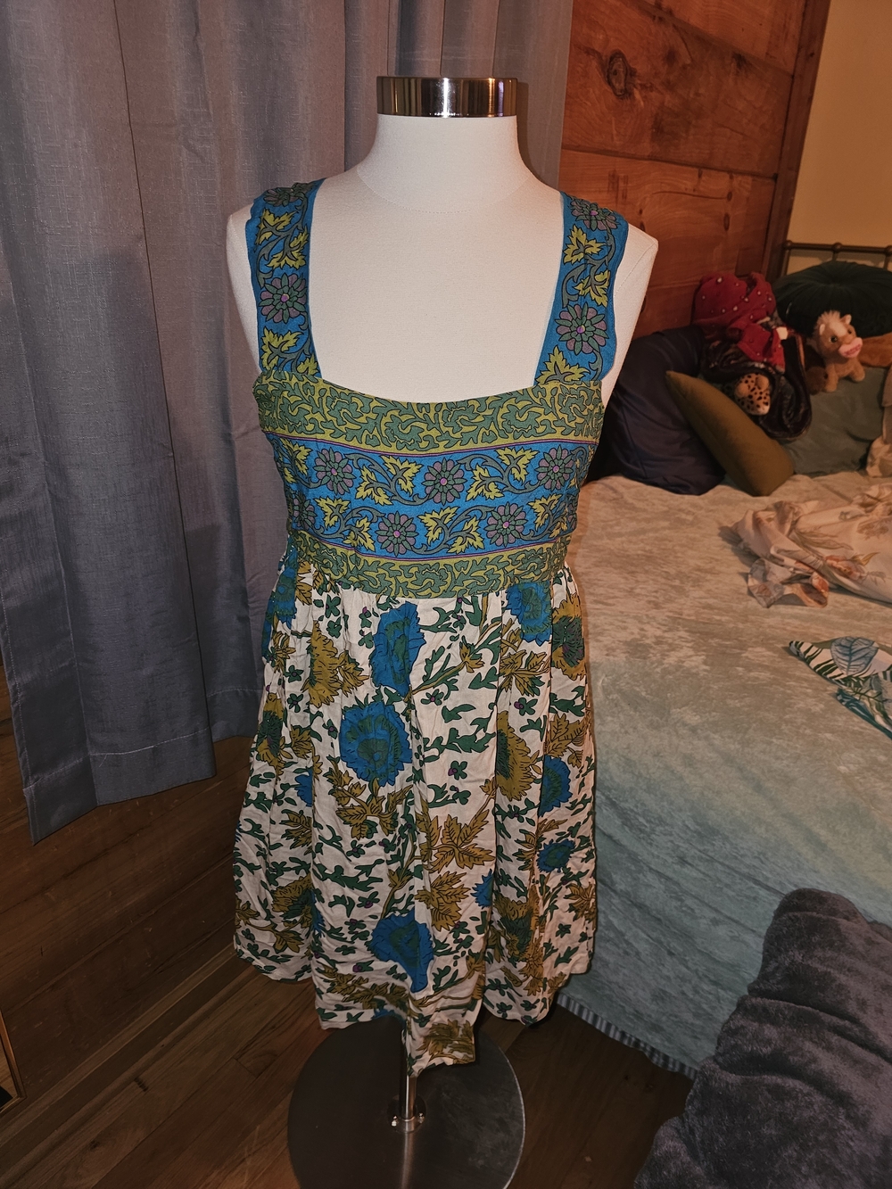 NATURAL LIFE Blue and Green Floral Sundress